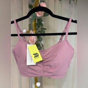 All In Motion Mauve Ruched Sports Bra Medium Support NWT Size S